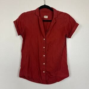 Bridge & Burn Brick Red Button Front Short Sleeve Tee XS